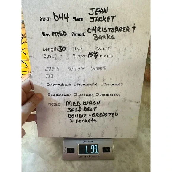 Christopher Banks Long Double Breasted Jean Jacket - Picture 4 of 4